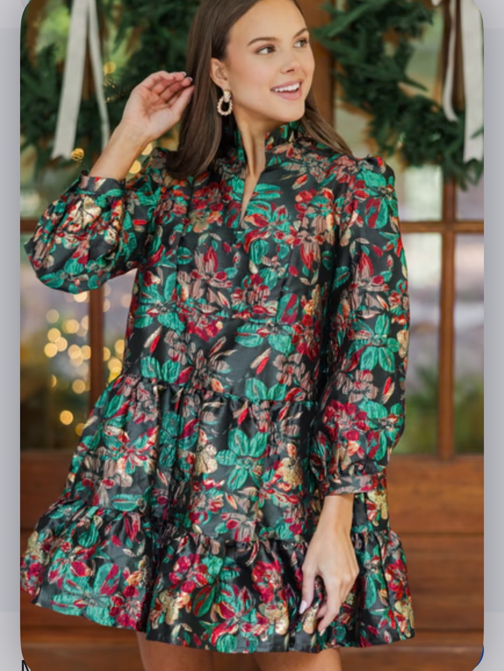 Shop the Mint Just A Feeling Holiday Floral Brocade Dress